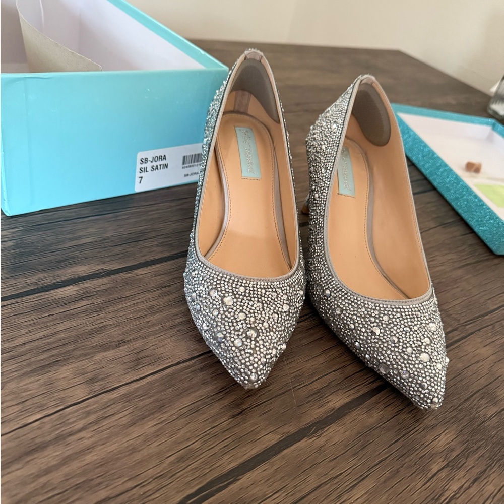 Betsey Johnson Silver Embellished Heels